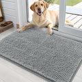 OLANLY - Tapete para puerta de perro y patas sucias, absorbe la humedad y la suciedad, antideslizante, lavable, de felpilla de secado rápido, para puerta interior, 36 x 24 pulgadas, gris