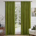 LAMIT Cortinas Blackout de Terciopelo Verde Musgo | Estilo Vintage | Aislamiento Térmico | Oscurecimiento Total | Para Sala y Dormitorio | Pack de 2 Paneles