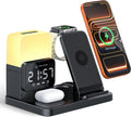 PRODUCTO VIENE COMO SE MUESTRA EN LA SEGUNDA IMAGEN  ) Estacion de Carga Inalambrica 6 en 1 | Soporte para iPhone 17 16 15 14 13 12 Pro Max Watch AirPods | Con Luz Nocturna y Reloj Despertador