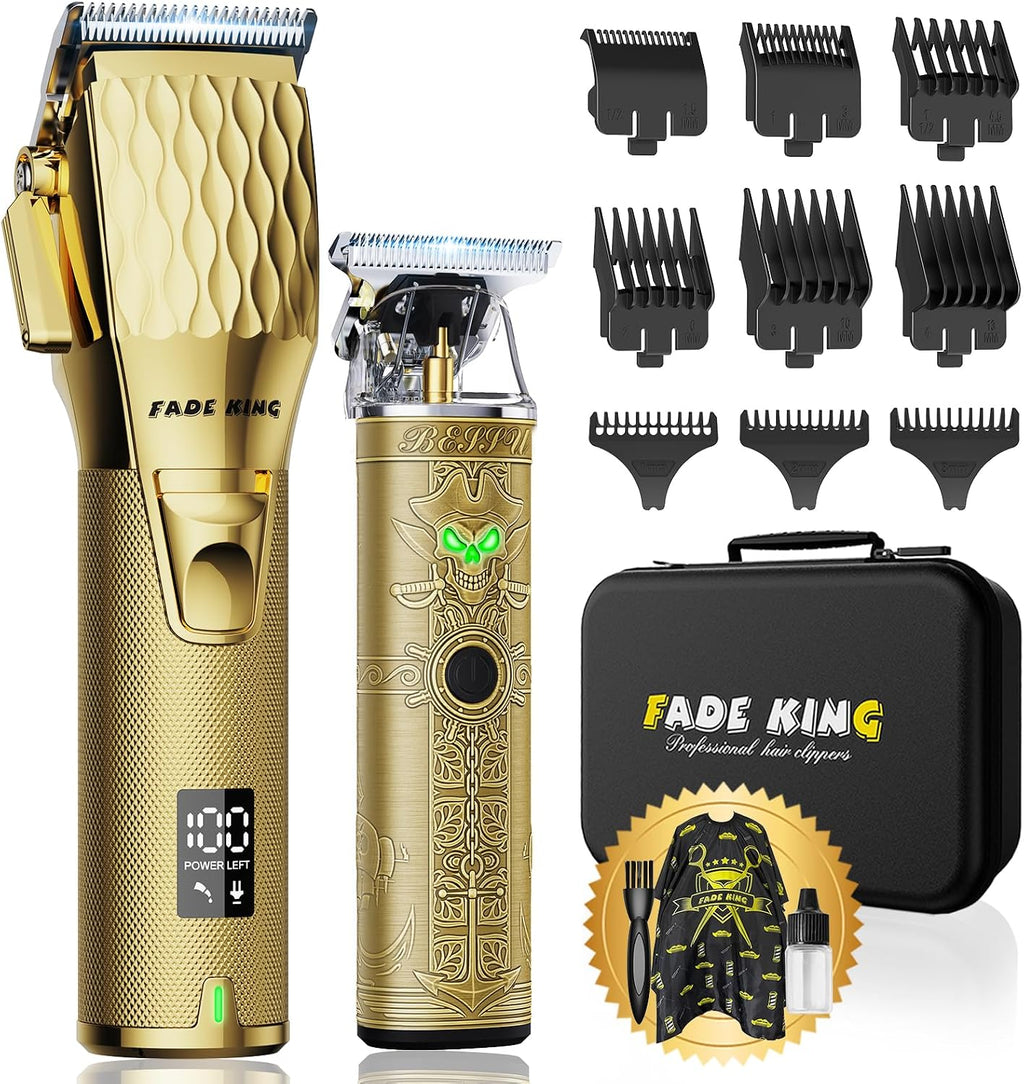USADO-Cortadora de Cabello Profesional FADEKING para Hombre | Inalámbrica, Set de Recortadora de Cabello y Barba | Precisión para Uso en Casa o Barbería | con Estuche de Viaje