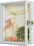 Caja expositora Love-KANKEI Shadow Box 8x10, vitrina de madera profunda con puerta de cuentas únicas y ventana de cristal, caja de recuerdos para fotos, medallas, objetos de colección, color blanco.