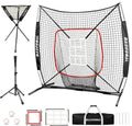 USADO Red de Práctica de Béisbol y Softbol BaseGoal 6'x6' | Backstop con Tee de Bateo, Soporte de Bolas y Marco de Arco | Para Batear, Lanzar y Atrapar | Con Zona de Strike