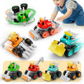 iPlay, iLearn Camiones de construcción acrobáticos para niños pequeños de 1 a 3 años, coches de fricción para bebés, juego de vehículos de retroceso para niños, camión volquete con rodillos excavadores para niños, regalo de cumpleaños para niñas de 12 a