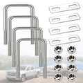 Pernos en U de acero inoxidable 304 de curvatura cuadrada M10 x 4" de ancho x 7" de largo con tuercas y placa de bastidor para remolques de automóviles, lanchas de esquí acuático o veleros. Perno en U cuadrado M10 x 100 mm x 180 mm.
