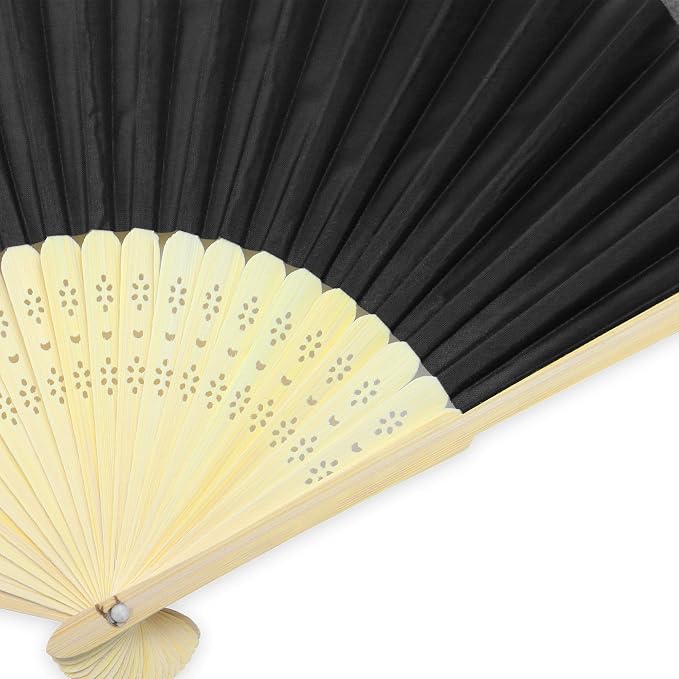 Ventiladores plegables de bambú japoneses – Pack de 10 | Abanicos de mano de papel negro