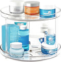 Organizador Lazy Susan de 2 niveles para baño, organizador de maquillaje giratorio de 360 grados de 9.25 pulgadas transparente para tocador
