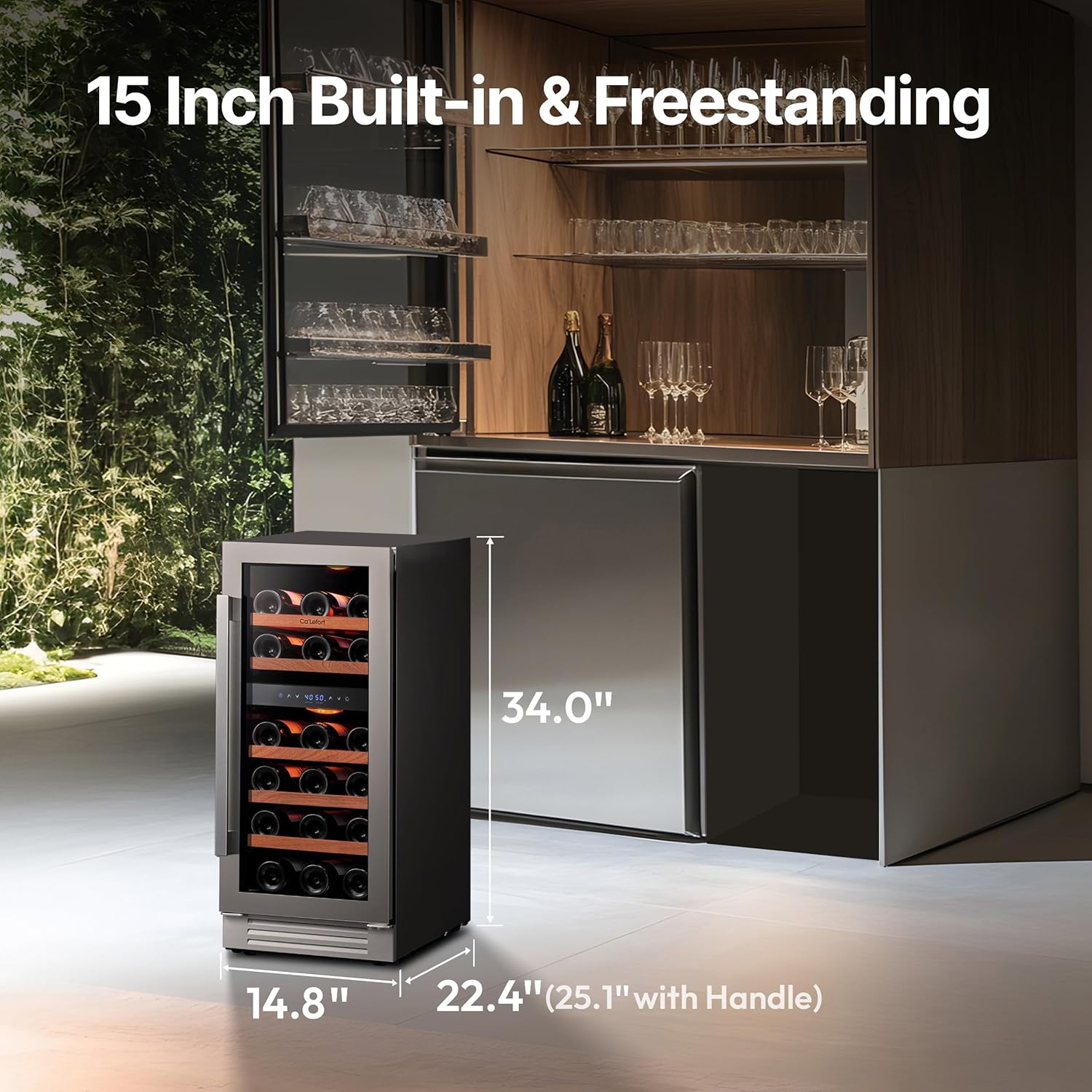 Ca'Lefort 15 Inch Wine Fridge - 28 Bottle Wine Cooler Refrigerator