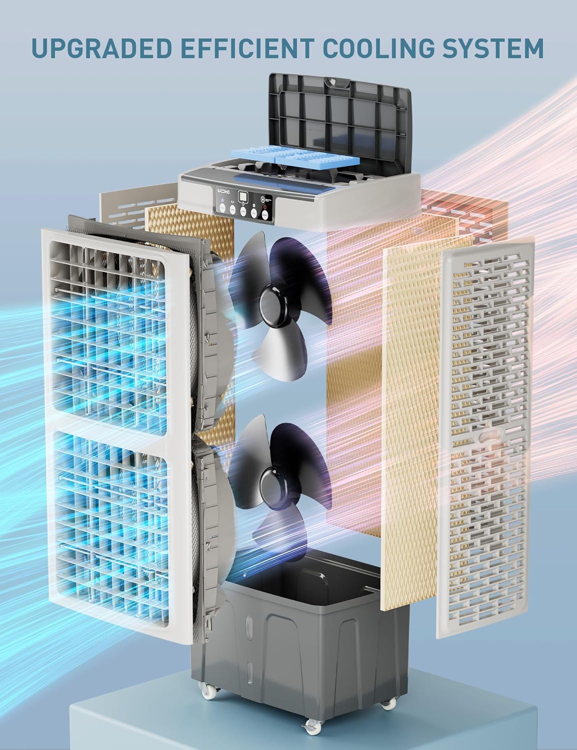 5000 CFM Portable Swamp Cooler - 50" Evaporative Air Cooler with 9.3 Gal Water Tank