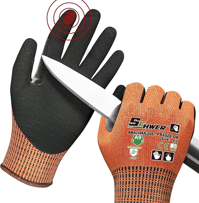 Schwer ProGuard PR3326 - Guantes de trabajo resistentes a cortes de más alto nivel para protección extrema, guantes de corte ANSI A9 con pulgar reforzado, antideslizantes, transpirables, duraderos