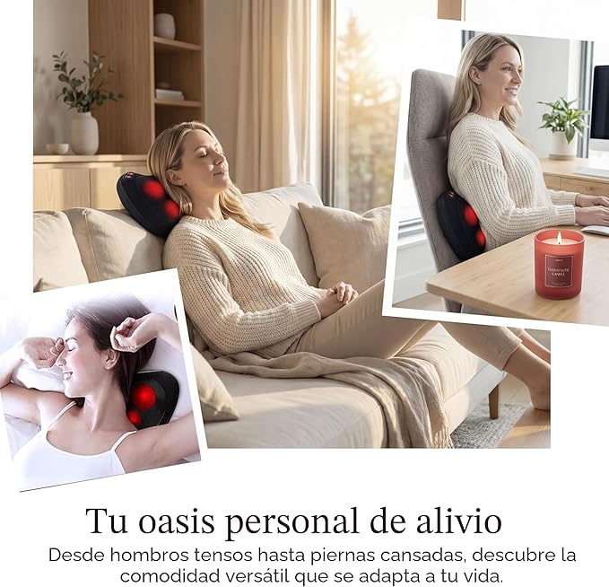 Masajeador Shiatsu Papillon con Calor — Alivio de Tension en Cuello, Espalda, Hombros y Pies