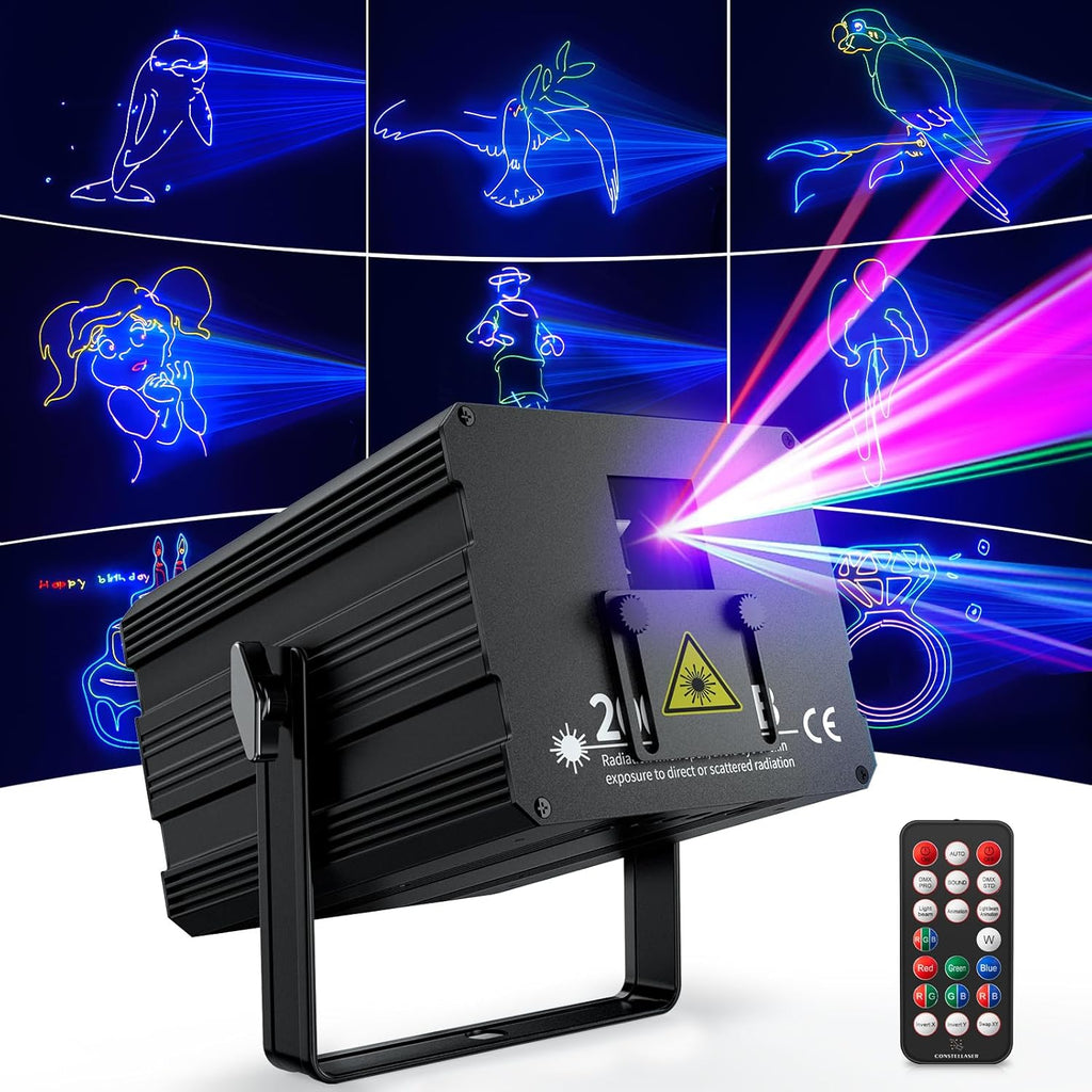 EYTSE DJ Laser Light with App Control, 3D Animation Party Lights, DMX512/Sound Activated/Remote Control, Laser Light Show Projector Ideal for Stage, Clubs, Home Parties, Birthdays