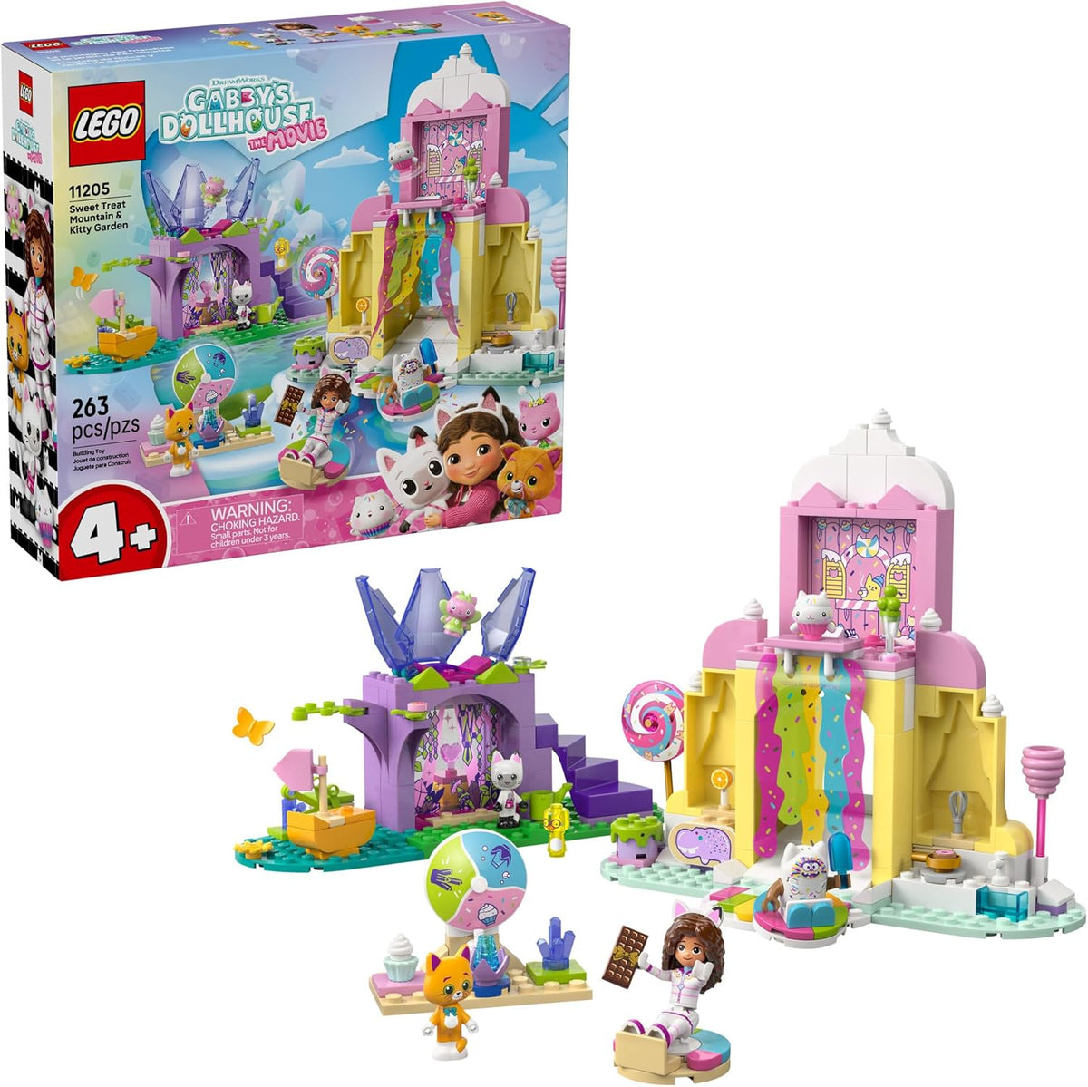 LEGO Gabby y la Casa de Munecas Montana de Dulces y Jardin de Gatita | Bloques de Construccion para Ninas y Ninos 4+ | con Figuras Gabby y Pandy | 11205