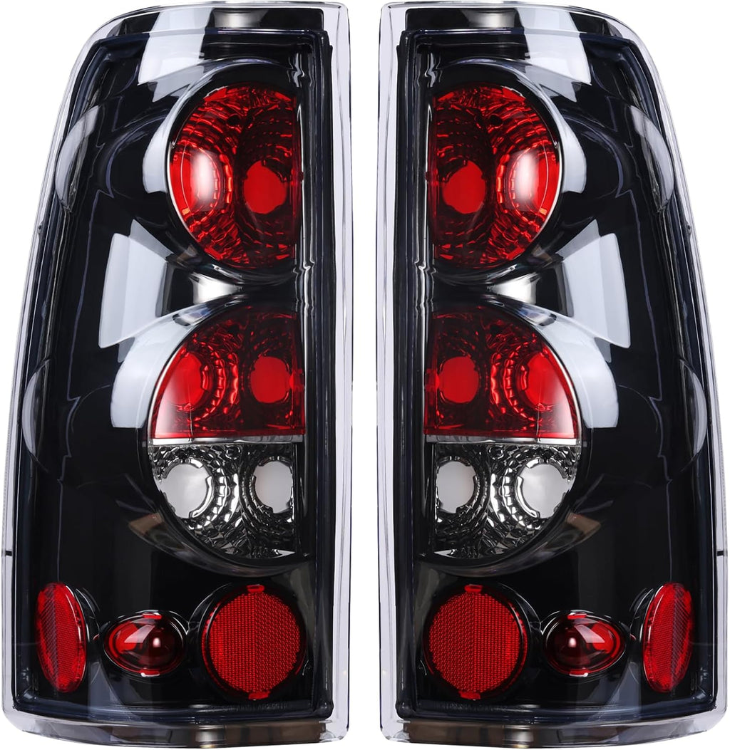 Boine Tail Light Compatible With 1999-2006 Chevy Silverado 1500 2500 3500 GMC Sierra 1500 2500 Driver and Passenger Side Rear Light Brake Lamps (OE Black Clear Lens)