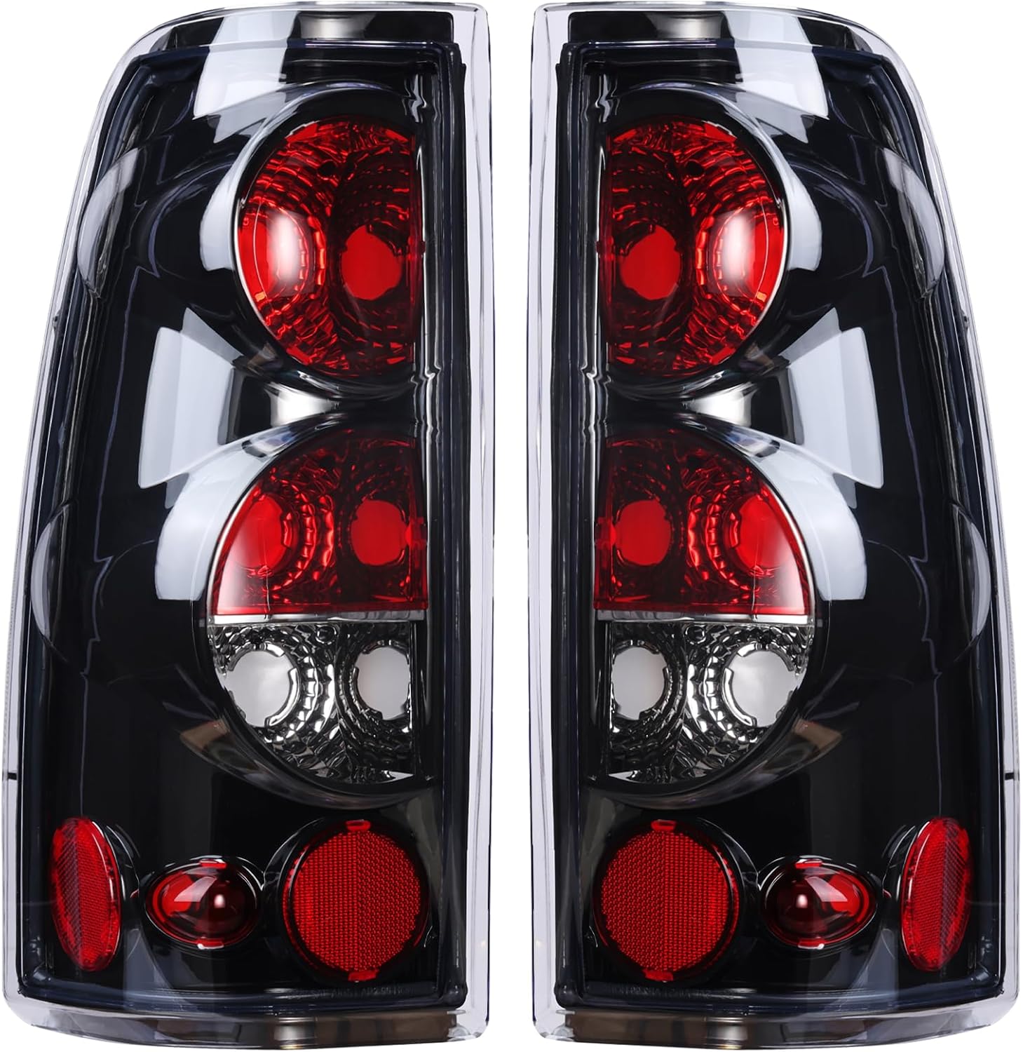 Boine Tail Light Compatible With 1999-2006 Chevy Silverado 1500 2500 3500 GMC Sierra 1500 2500 Driver and Passenger Side Rear Light Brake Lamps (OE Black Clear Lens)