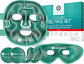 Mascarilla facial de gel refrescante y mascarilla para ojos fría - Kit completo de grado médico con tecnología de gel segura para rostro, ojos y debajo de los ojos. Incluye bolsa térmica y alivio refrescante contra la hinchazón y las ojeras.