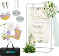 Jolitac Soporte para Letrero de Bienvenida de Boda | Atril Ajustable con Correas de Cuero | Base de Metal Resistente para Cartel de Asientos | Bodas, Baby Showers y Cumpleanos