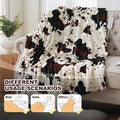 Manta eléctrica térmica con estampado de vaca, suave manta de calefacción occidental de 60 x 50 pulgadas, manta acogedora de calentamiento rápido, apagado automático de 1-10 horas, protección contra