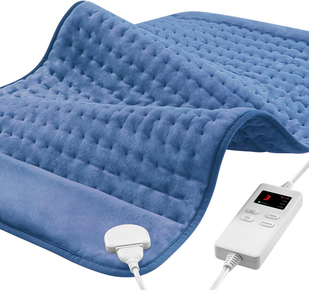NBKLS Almohadilla Termica para Espalda Cuello Hombros | Electrica con Apagado Automatico Calor Rapido Tamano Grande Regalo Azul