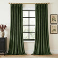 StangH Cortinas de Terciopelo Plisado – 2 Paneles 40x96'', Verde Musgo, Opacas con Ganchos, Aislamiento Térmico