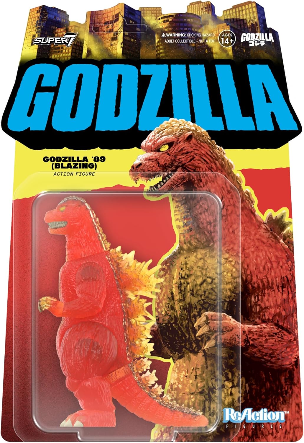 Figura de Acción Super7 ReAction Godzilla Toho 1989 Blazing | 9.5 cm (3.75") | Coleccionable Monstruos Clásicos | Juguete Retro | 1 Unidad
