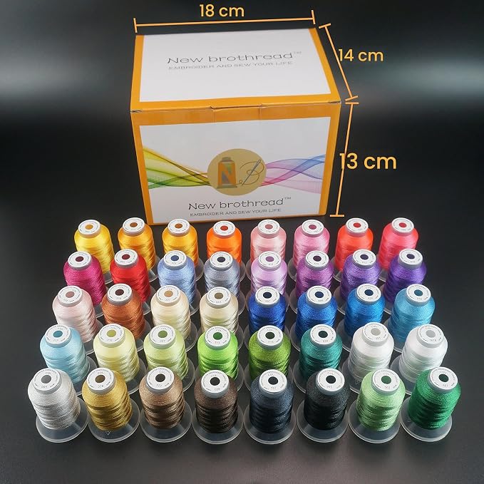 Kit 40 Hilos de Bordado Poliéster brothread 500M — Compatible Brother, Janome, Singer, Pfaff, Bernina