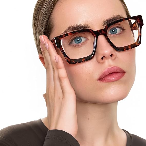 Montura de gafas extragrandes Livho para mujer y hombre - Gafas rectangulares de moda para ordenador, montura elegante y preppy