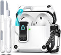 RFUNGUANGO - Funda para AirPods con fuerte protección contra caídas, serie de apertura automática, color blanco