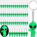 Equsion 50 Piezas Recuerdos de Fiesta Alienígenas, Llaveros Alienígenas Fluorescentes, Llaveros de Espacio Mini Rave, Figuras Aliens, Obsequios Pequeños a Granel, Premio, Relleno de Calceta Navideña para Decoración (Verde)