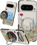 Funda Lotadilo Cute para Google Pixel 8 Pro - Compatible con soporte magnético MagSafe con anillo y soporte para mujer y niña. Fundas de TPU divertidas y modernas con diseño de flores y hierba.