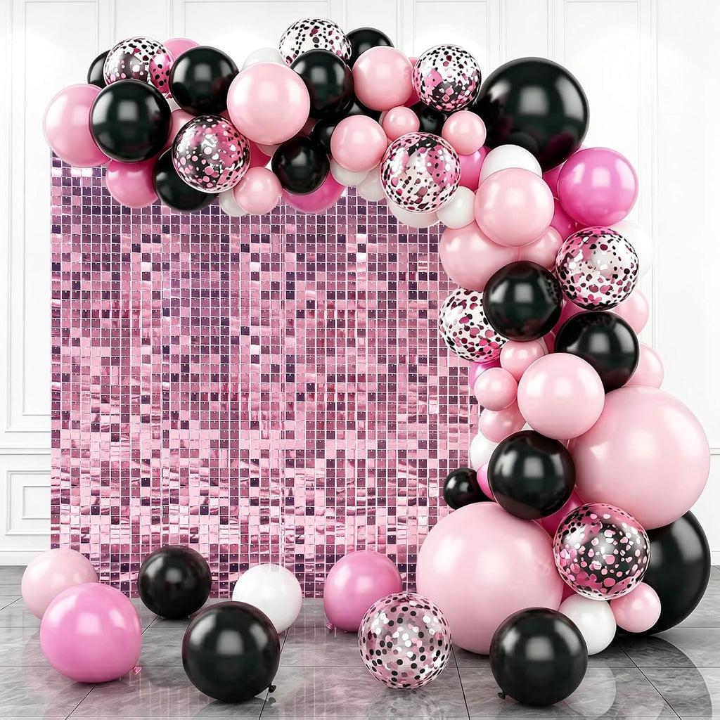 Fondo de pared rosa brillante de 1,2 m x 1,8 m, lentejuelas brillantes, 24 paneles de decoración de fondo de lentejuelas, fondo fotográfico brillante y llamativo para fiestas de cumpleaños, bodas, graduaciones, aniversarios y baby showers.