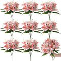 SON 8 PIEZAS-Giegxin 8 Ramos de Lirios Tigre Artificiales | Lirios de Pascua de Seda con 7 Flores | Arreglos Realistas para Bodas y Eventos | Rosa Fucsia
