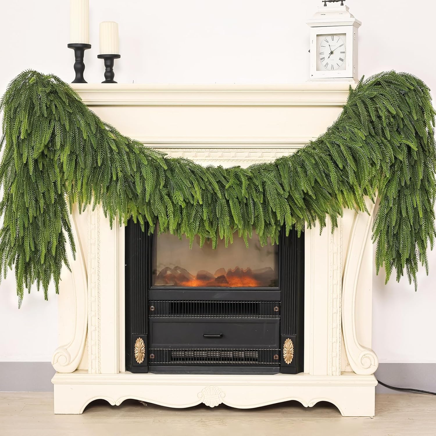 Guirnalda Navideña Norfolk Pine 9FT – Set de 2 Piezas | Decoración Artificial para Interiores y Exteriores