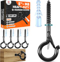 [ALTA CARGA DE TRABAJO] 200 libras 4 piezas de ganchos Q-Hanger M8 con arandela y hebilla de seguridad, resistentes 5″ Ganchos de tornillo a prueba de viento para colgar plantas, yoga, luces, usos interiores y exteriores - Tubos de expansión