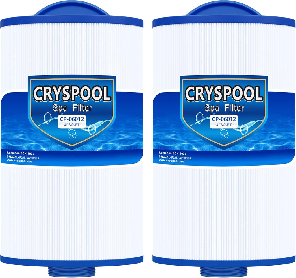 Filtro Cryspool® 06012 compatible con 6CH-402, PMA40L-F2M, X268543, Master Spas Twilight X268365, X26851, X268514, cartucho de filtro para spa de 40 pies cuadrados (paquete de 2) 