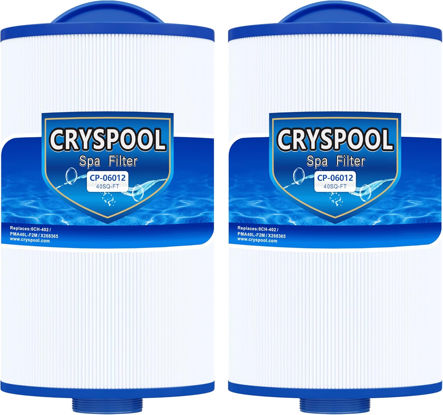 Filtro Cryspool® 06012 compatible con 6CH-402, PMA40L-F2M, X268543, Master Spas Twilight X268365, X26851, X268514, cartucho de filtro para spa de 40 pies cuadrados (paquete de 2) 