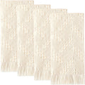 HunnmingRe Paquete de 4 toallas de mano estilo boho para baño y cocina, 14x30 pulgadas, 100% algodón turco, toalla decorativa estilo boho primaveral, estilo rústico, absorbente, suave, ideal como regalo para invitados (blanco crema).