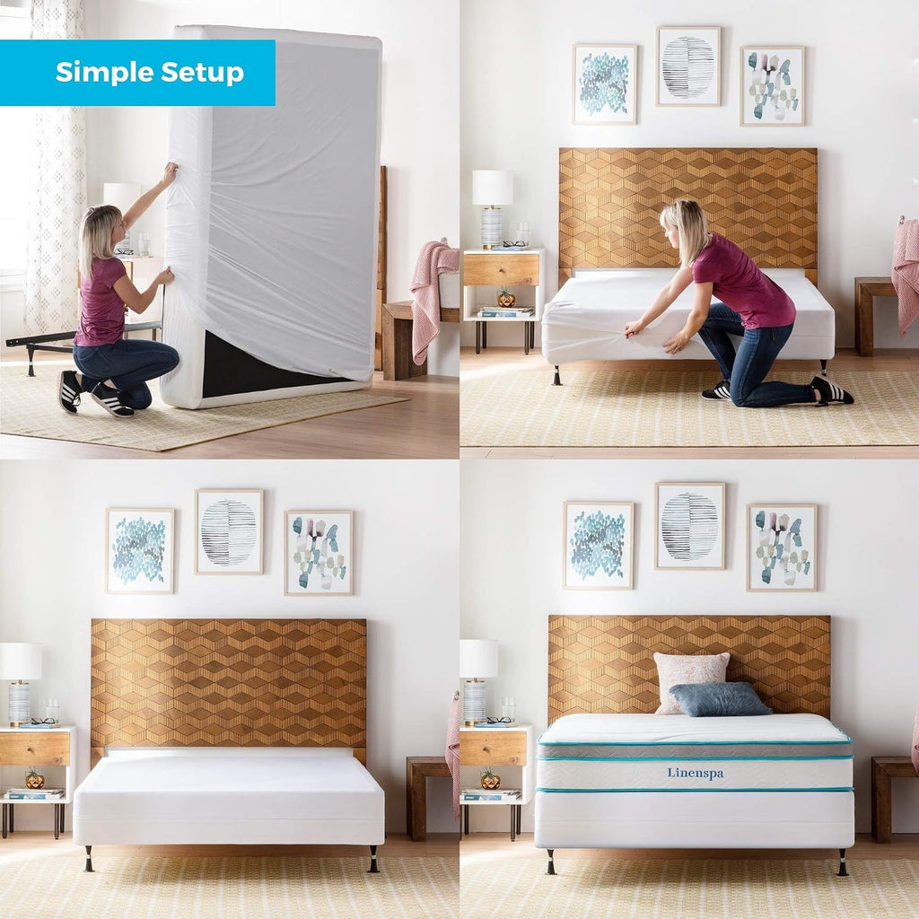 Protector de somier Linenspa impermeable y anticinches, Poliéster, gemelo