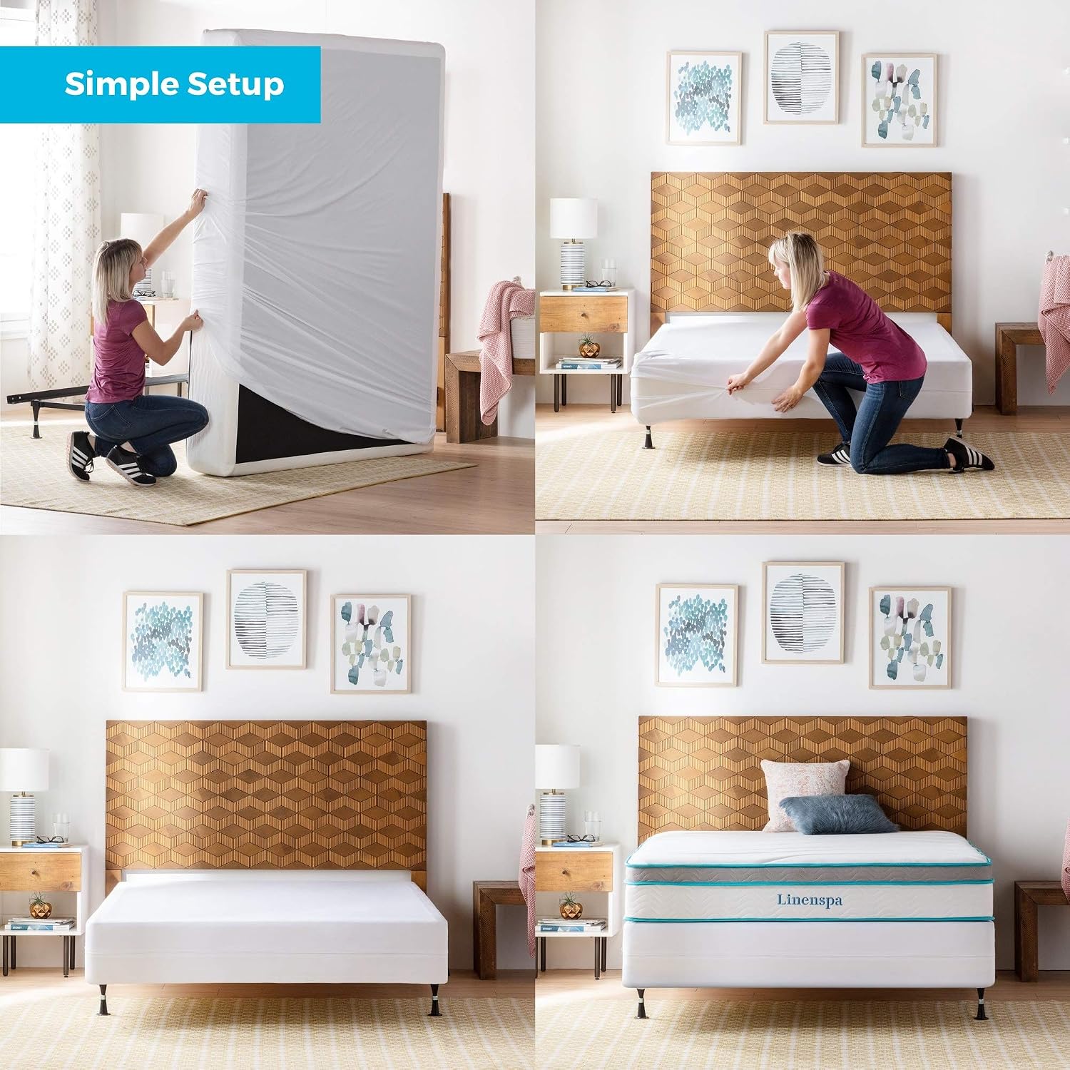 Protector de somier Linenspa impermeable y anticinches, Poliéster, gemelo