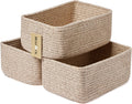 Cestas pequeñas de almacenamiento MiniArk para organizar | Contenedores organizadores de armario | Cesta para juguetes de estante | Cestas de cuerda tejida | Caja decorativa cúbica | Cesta poco profunda | 11,5 x 7,5 x 4,7 cm | Marrón