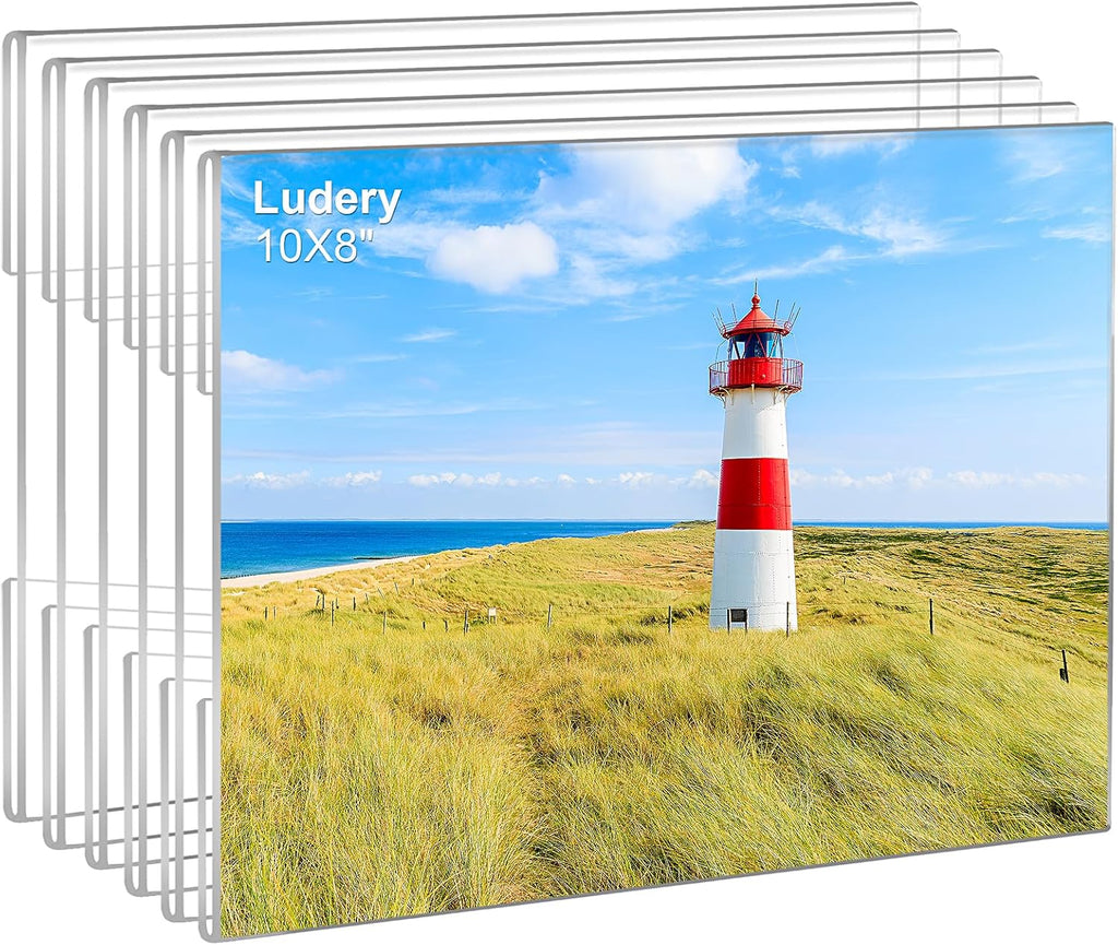 Juego de 6 marcos de fotos acrílicos Ludery de 8x10 pulgadas, marcos de fotos transparentes para pared con cinta adhesiva, marcos de fotos transparentes de 8x10 pulgadas para el hogar, la escuela y la oficina - Horizontal