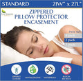 Protectores de almohada estándar (juego de 2) – Fundas de almohada impermeables con cremallera, hipoalergénicas, a prueba de polvo y alérgenos, funda protectora de almohada