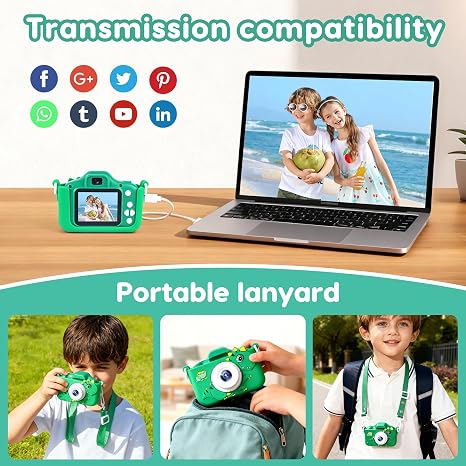 Juguetes de cámara para niños y niñas de 3 a 12 años, cámara para niños pequeños 1080P, regalos de cumpleaños y Navidad para nietos, juguetes para niños de 4, 5, 6, 7, 8, 9, 10, 11 años con tarjeta SD
