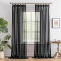 MAIHER Black Pinch Pleat Curtains 96 Inch Sheer Curtain Panels Light Filtering Soft Touch Elegant Pleated Drapes with Adjustable Hooks for Living Room, Black, 42" W x 96" L, 2 Panels