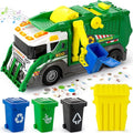 Camión de Basura Juguete Grande con Sonido, Luz y Accesorios – Incluye Contenedores, Tarjetas Educativas y Propulsión por Fricción, Para Niños de 3 a 8 Años