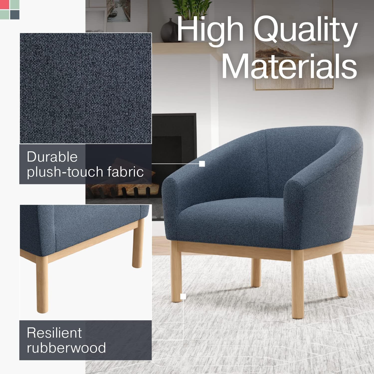 Silla Mid-Century Curva – Colección 2023 – Lujo y Comodidad con Patas de Madera Maciza y Tela Transpirable