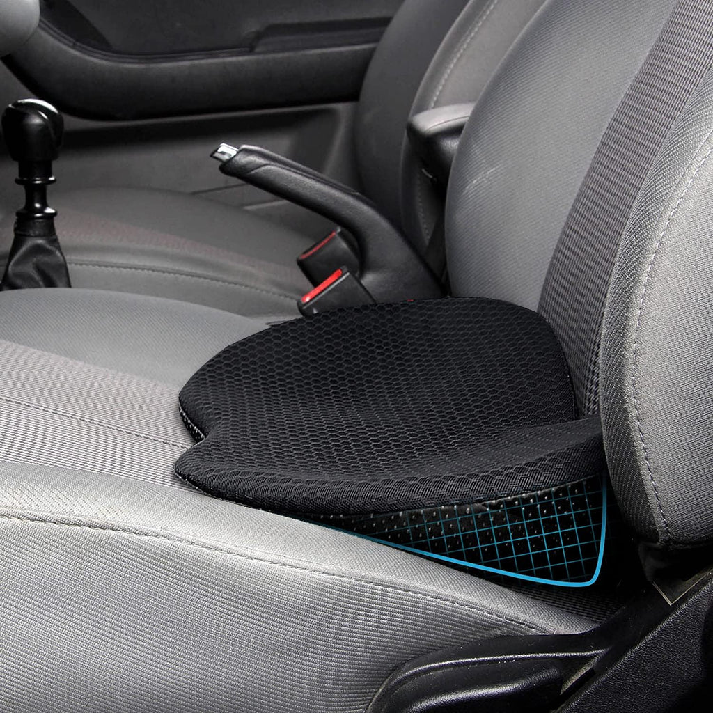 Cojín para asiento de coche Livtribe - Almohadilla de espuma viscoelástica para asiento de coche - Alivio del dolor de ciática y espalda baja - Cojines para asientos de coche para conducir - Imprescindibles para viajes por carretera (Negro)