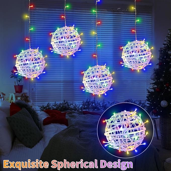 Outdoor Christmas Balls Lights, 4 Pack 184 LED Globe Lights, Color Changing Tree Lights 7.9'' Sphere with 8 Modes for Party Wedding Yard Garden Porch Patio Outside Christmas Decorations, Timer