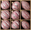 DN DECONATION Pink Glass Christmas Ornaments, Flocked Velvet Hanging Ball Ornament with Assorted Sizes & Designs, Matte Ornaments for Vintage Xmas Tree Home Party Decor (9PCS)