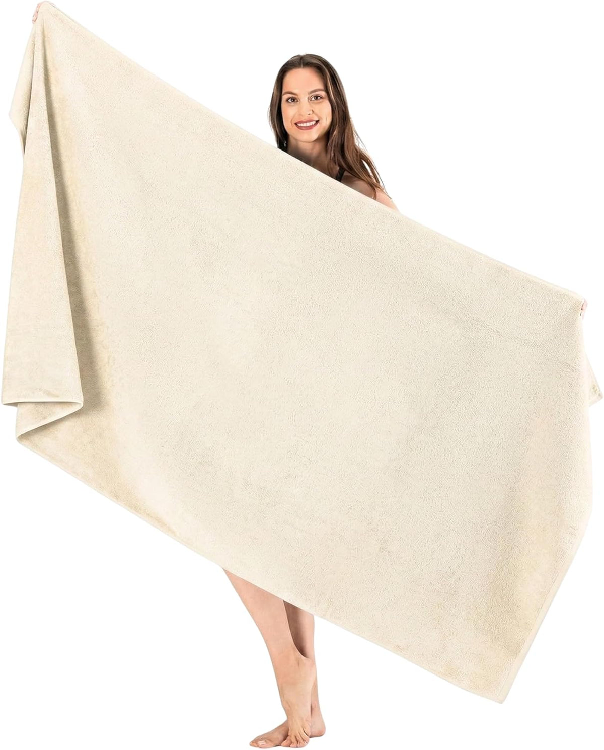 Toalla de Baño Jumbo de Algodón Turco 100% – Extra Grande 40x80 Pulgadas, Calidad Hotel de Lujo, Color Marfil | SALBAKOS