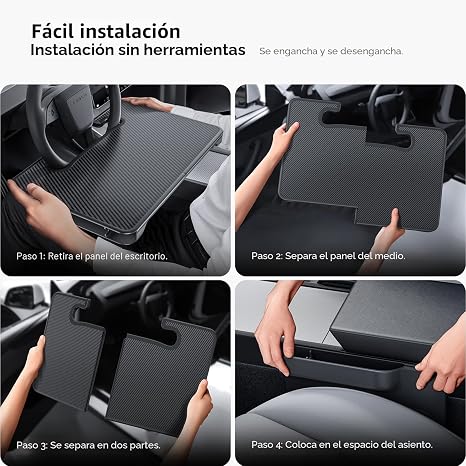 Bandeja de Volante YONZEE 2 en 1 | Mesa Plegable para Auto + Organizador Relleno Asiento | Fibra de Carbono